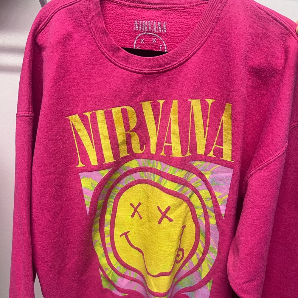 NIRVANA Pink Sweatshirt with White Logo